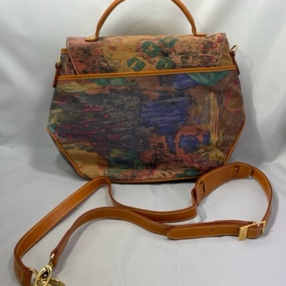 Colorful Cloth Purse with Pleather Trim - Picture 2 of 2